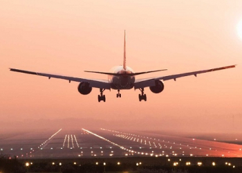 Aircraft landing on runway
