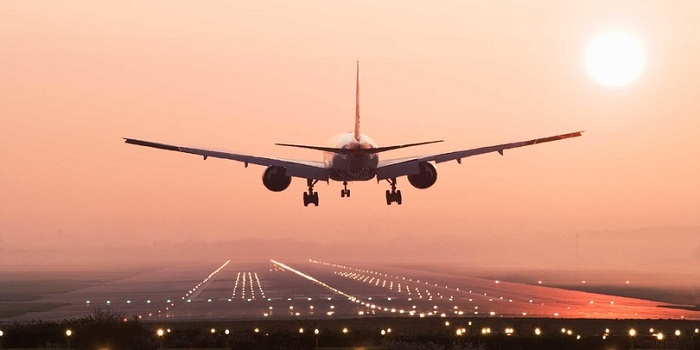 Aircraft landing on runway
