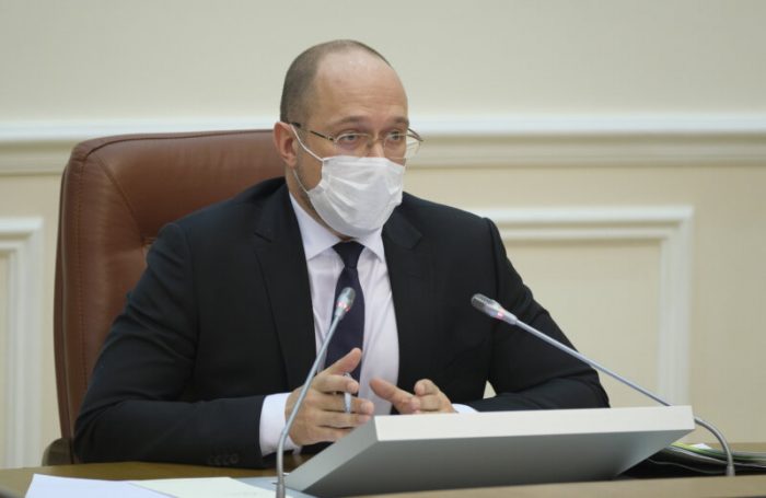 Prime Minister Denys Shmygal attends the Cabinet of Ministers emergency session in Kyiv on May 4, 2020.