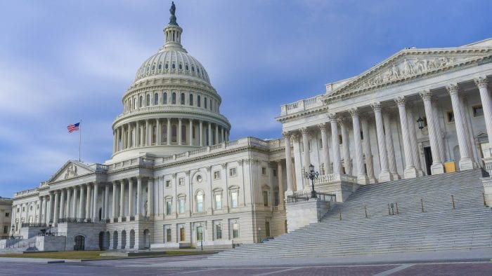 Exterior view of the US Capitol building, Washington DC, January 18, 2017.